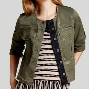 Free People Lou Cropped Army Green Jacket EUC size Large